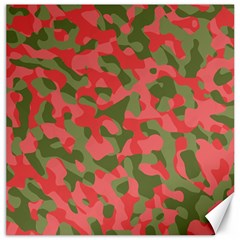 Pink And Green Camouflage Pattern Canvas 12  X 12  by SpinnyChairDesigns