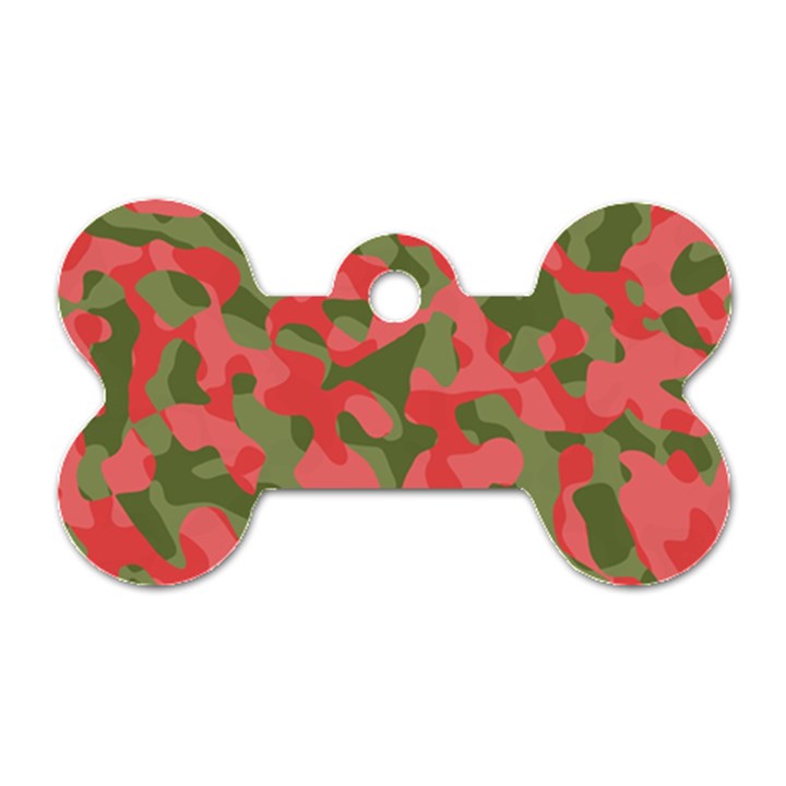 Pink and Green Camouflage Pattern Dog Tag Bone (Two Sides)