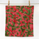 Pink and Green Camouflage Pattern Face Towel Front