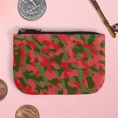 Pink And Green Camouflage Pattern Mini Coin Purse by SpinnyChairDesigns