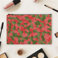 Pink And Green Camouflage Pattern Cosmetic Bag (large) by SpinnyChairDesigns