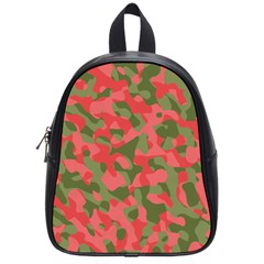 Pink And Green Camouflage Pattern School Bag (small) by SpinnyChairDesigns