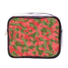 Pink And Green Camouflage Pattern Mini Toiletries Bag (one Side) by SpinnyChairDesigns