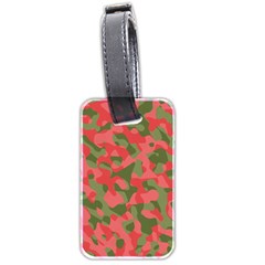 Pink And Green Camouflage Pattern Luggage Tag (two Sides) by SpinnyChairDesigns