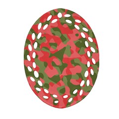 Pink And Green Camouflage Pattern Oval Filigree Ornament (two Sides) by SpinnyChairDesigns