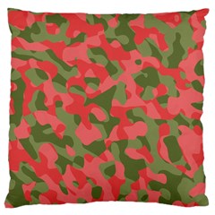 Pink And Green Camouflage Pattern Large Cushion Case (two Sides) by SpinnyChairDesigns