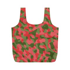 Pink And Green Camouflage Pattern Full Print Recycle Bag (m) by SpinnyChairDesigns