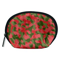 Pink And Green Camouflage Pattern Accessory Pouch (medium) by SpinnyChairDesigns