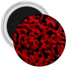 Red And Black Camouflage Pattern 3  Magnets by SpinnyChairDesigns