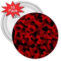 Red And Black Camouflage Pattern 3  Buttons (10 Pack)  by SpinnyChairDesigns