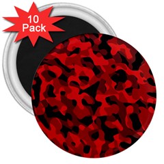 Red And Black Camouflage Pattern 3  Magnets (10 Pack)  by SpinnyChairDesigns