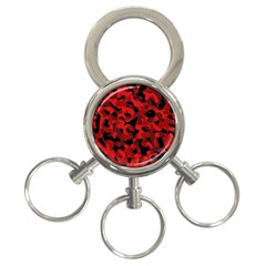 Red And Black Camouflage Pattern 3-ring Key Chain by SpinnyChairDesigns