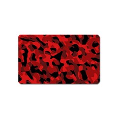 Red And Black Camouflage Pattern Magnet (name Card) by SpinnyChairDesigns