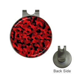 Red And Black Camouflage Pattern Hat Clips With Golf Markers by SpinnyChairDesigns