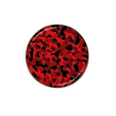 Red And Black Camouflage Pattern Hat Clip Ball Marker (4 Pack) by SpinnyChairDesigns