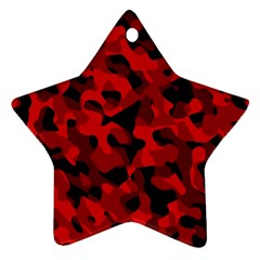 Red And Black Camouflage Pattern Star Ornament (two Sides) by SpinnyChairDesigns