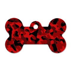 Red And Black Camouflage Pattern Dog Tag Bone (two Sides) by SpinnyChairDesigns