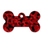 Red and Black Camouflage Pattern Dog Tag Bone (Two Sides) Front