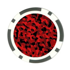 Red And Black Camouflage Pattern Poker Chip Card Guard (10 Pack) by SpinnyChairDesigns