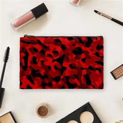 Red And Black Camouflage Pattern Cosmetic Bag (medium) by SpinnyChairDesigns