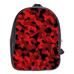 Red and Black Camouflage Pattern School Bag (Large) Front