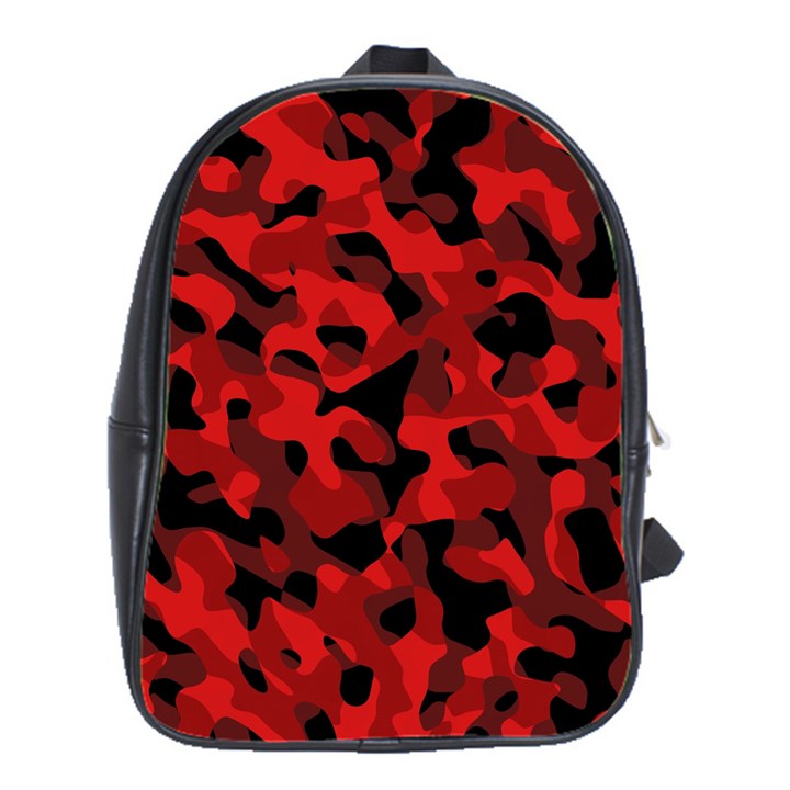 Red and Black Camouflage Pattern School Bag (Large)