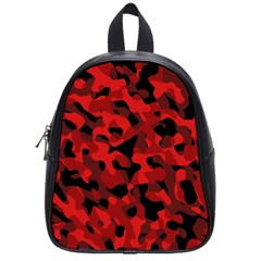 Red And Black Camouflage Pattern School Bag (small) by SpinnyChairDesigns