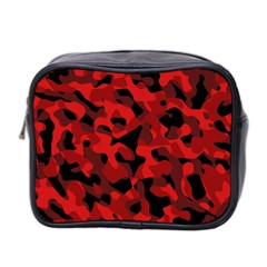 Red And Black Camouflage Pattern Mini Toiletries Bag (two Sides) by SpinnyChairDesigns