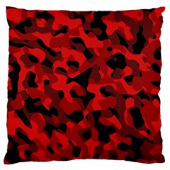 Red And Black Camouflage Pattern Large Cushion Case (one Side) by SpinnyChairDesigns