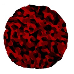 Red And Black Camouflage Pattern Large 18  Premium Flano Round Cushions by SpinnyChairDesigns