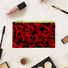 Red And Black Camouflage Pattern Cosmetic Bag (xs) by SpinnyChairDesigns