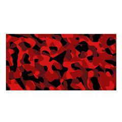 Red And Black Camouflage Pattern Satin Shawl by SpinnyChairDesigns