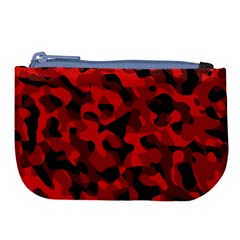 Red And Black Camouflage Pattern Large Coin Purse by SpinnyChairDesigns