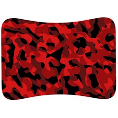 Red And Black Camouflage Pattern Velour Seat Head Rest Cushion by SpinnyChairDesigns