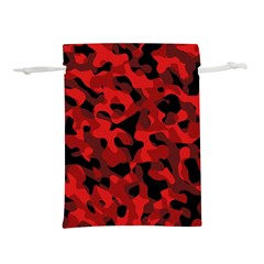 Red And Black Camouflage Pattern Lightweight Drawstring Pouch (l) by SpinnyChairDesigns