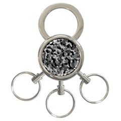 Grey And Black Camouflage Pattern 3-ring Key Chain by SpinnyChairDesigns