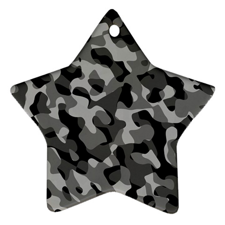 Grey and Black Camouflage Pattern Star Ornament (Two Sides)