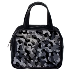 Grey And Black Camouflage Pattern Classic Handbag (one Side) by SpinnyChairDesigns