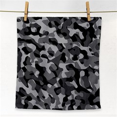 Grey And Black Camouflage Pattern Face Towel by SpinnyChairDesigns