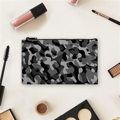 Grey And Black Camouflage Pattern Cosmetic Bag (small) by SpinnyChairDesigns