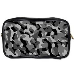 Grey And Black Camouflage Pattern Toiletries Bag (two Sides) by SpinnyChairDesigns