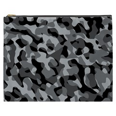 Grey And Black Camouflage Pattern Cosmetic Bag (xxxl) by SpinnyChairDesigns