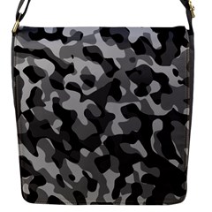 Grey And Black Camouflage Pattern Flap Closure Messenger Bag (s) by SpinnyChairDesigns