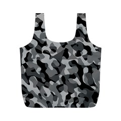 Grey And Black Camouflage Pattern Full Print Recycle Bag (m) by SpinnyChairDesigns