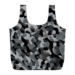 Grey And Black Camouflage Pattern Full Print Recycle Bag (l) by SpinnyChairDesigns