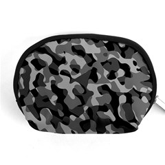 Grey And Black Camouflage Pattern Accessory Pouch (medium) by SpinnyChairDesigns