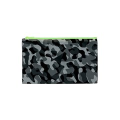 Grey And Black Camouflage Pattern Cosmetic Bag (xs) by SpinnyChairDesigns