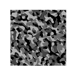 Grey And Black Camouflage Pattern Small Satin Scarf (square) by SpinnyChairDesigns