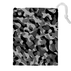 Grey And Black Camouflage Pattern Drawstring Pouch (5xl) by SpinnyChairDesigns