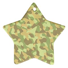 Light Green Brown Yellow Camouflage Pattern Ornament (star) by SpinnyChairDesigns